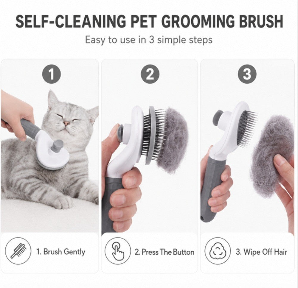 Self-Cleaning Slicker Brush for Dogs and Cats | Easy Hair Release