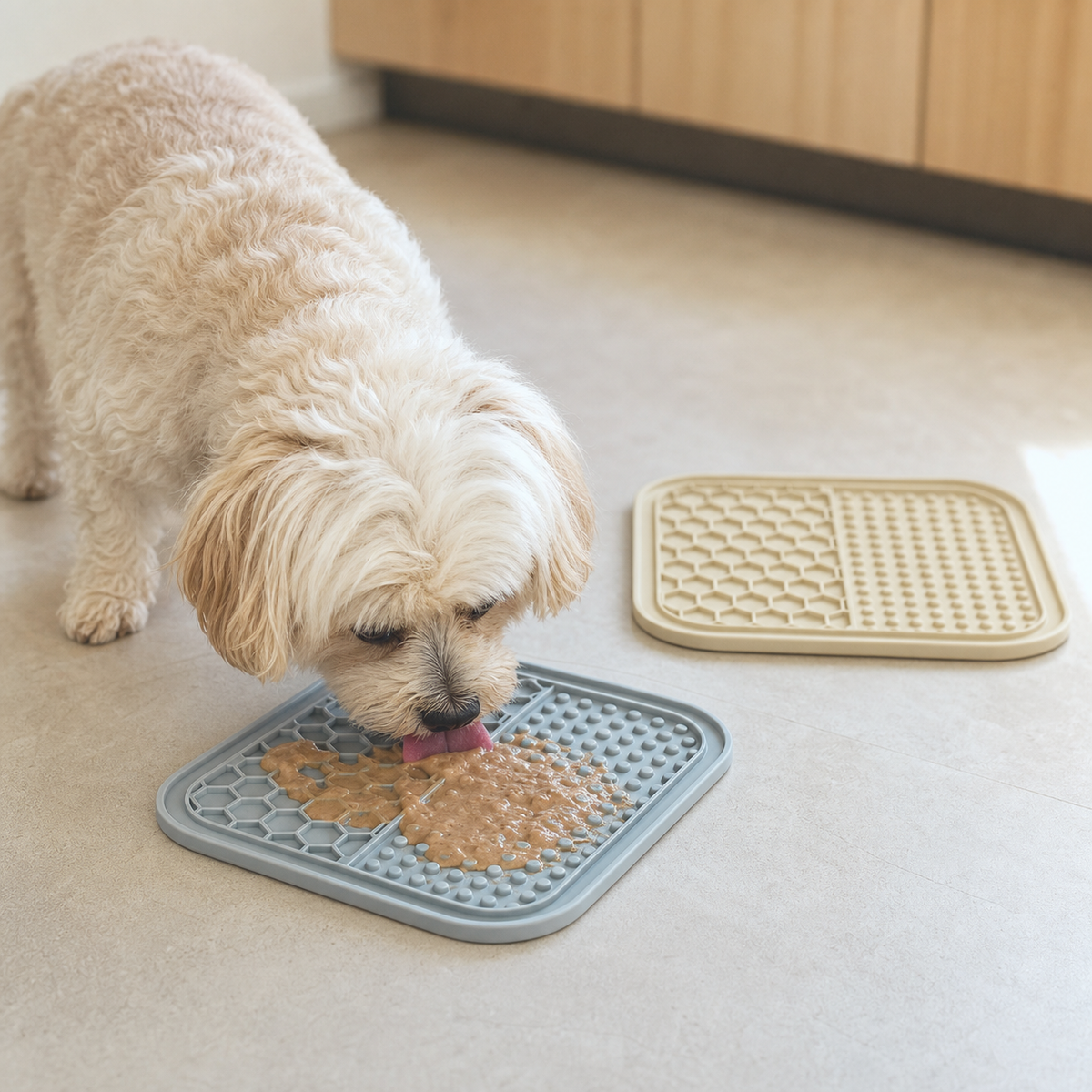 2-Pack Silicone Lick Mats for Dogs and Cats | Gray and Beige