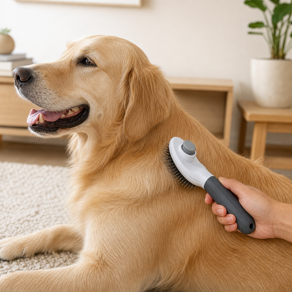 Self-Cleaning Slicker Brush for Dogs and Cats | Easy Hair Release