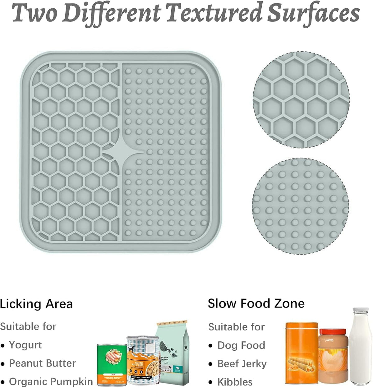 2-Pack Silicone Lick Mats for Dogs and Cats | Gray and Beige