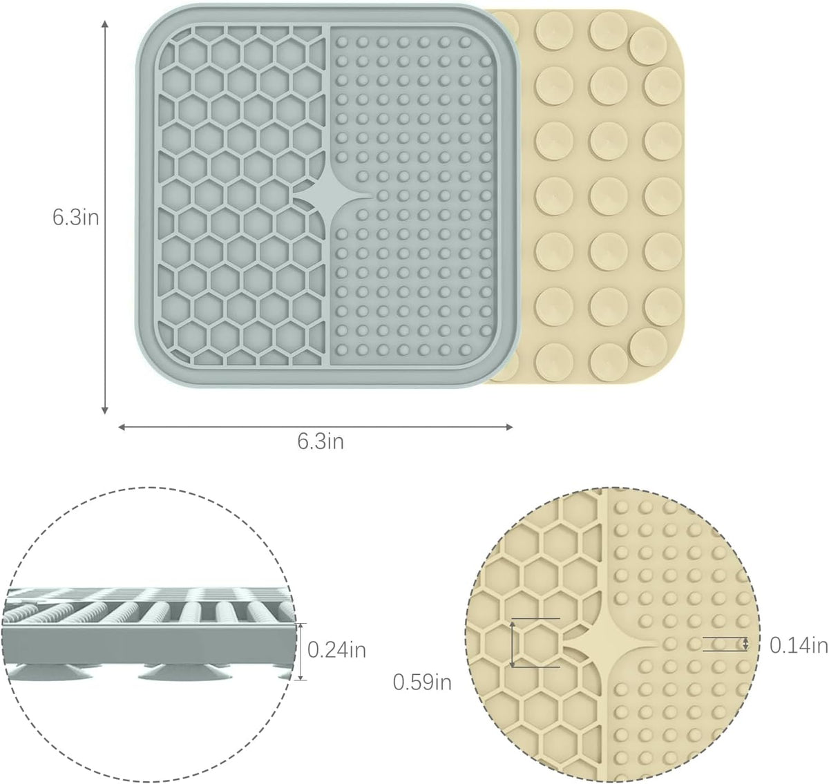 2-Pack Silicone Lick Mats for Dogs and Cats | Gray and Beige