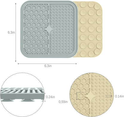 2-Pack Silicone Lick Mats for Dogs and Cats | Gray and Beige