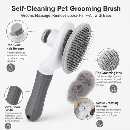 Self-Cleaning Slicker Brush for Dogs and Cats | Easy Hair Release