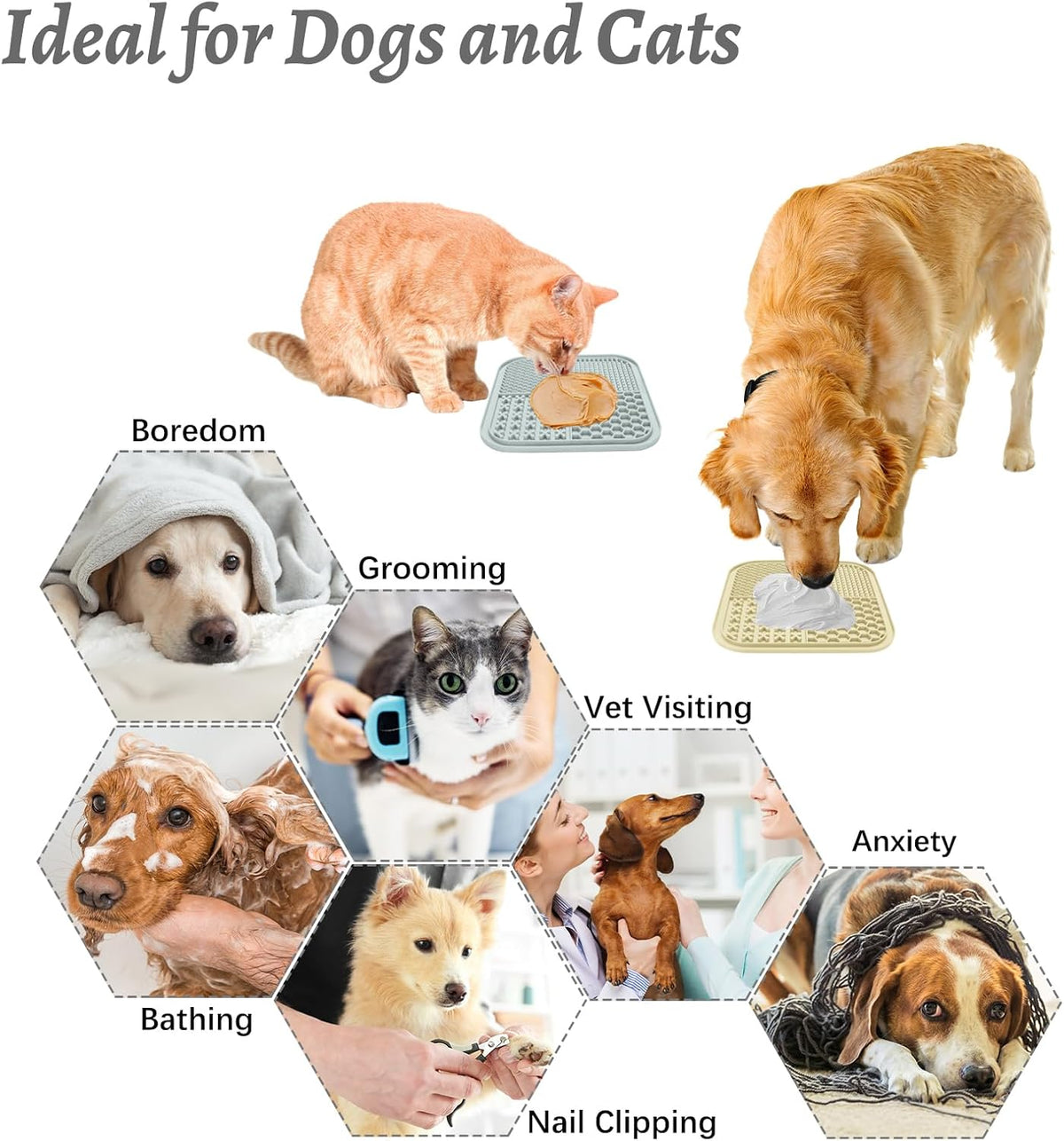 2-Pack Silicone Lick Mats for Dogs and Cats | Gray and Beige