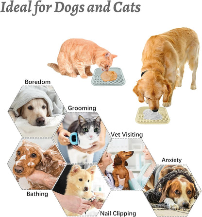 2-Pack Silicone Lick Mats for Dogs and Cats | Gray and Beige