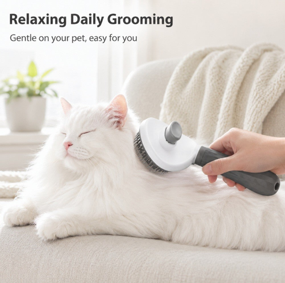 Self-Cleaning Slicker Brush for Dogs and Cats | Easy Hair Release